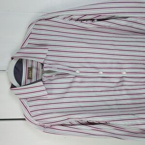 Ted Baker |Pink Vibrant Multicolor Striped Cotton Dress Shirt Preppy Sz.5 XL